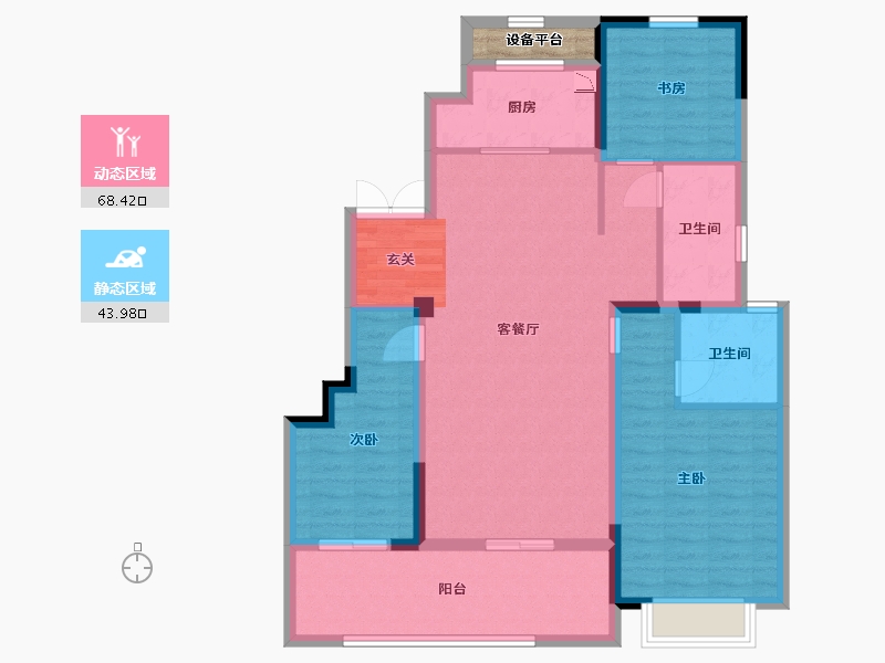 江苏省-常州市-美的・翰林府-102.67-户型库-动静分区