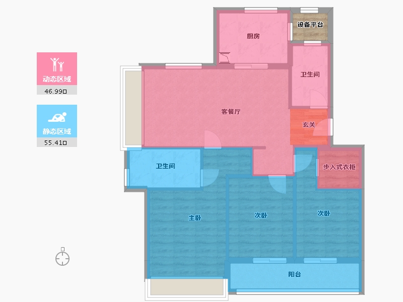 浙江省-舟山市-沁润公寓-94.07-户型库-动静分区