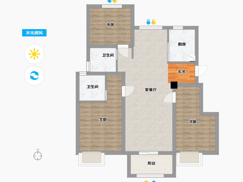 浙江省-舟山市-都会之光小区-82.27-户型库-采光通风