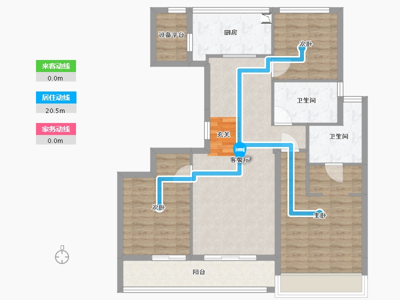 浙江省-舟山市-沁润公寓-93.96-户型库-动静线