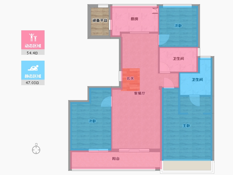 浙江省-舟山市-沁润公寓-93.96-户型库-动静分区