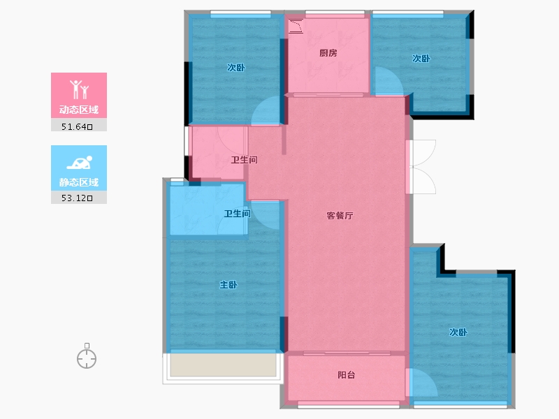 辽宁省-葫芦岛市-国鸿锦悦府-94.40-户型库-动静分区