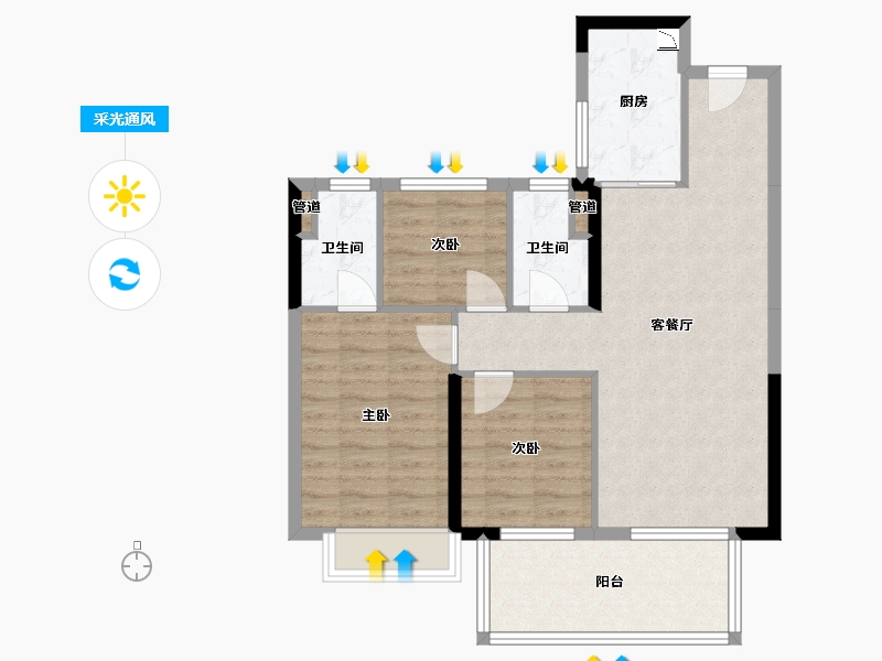 广西壮族自治区-南宁市-奥园瀚德棠悦府-79.04-户型库-采光通风