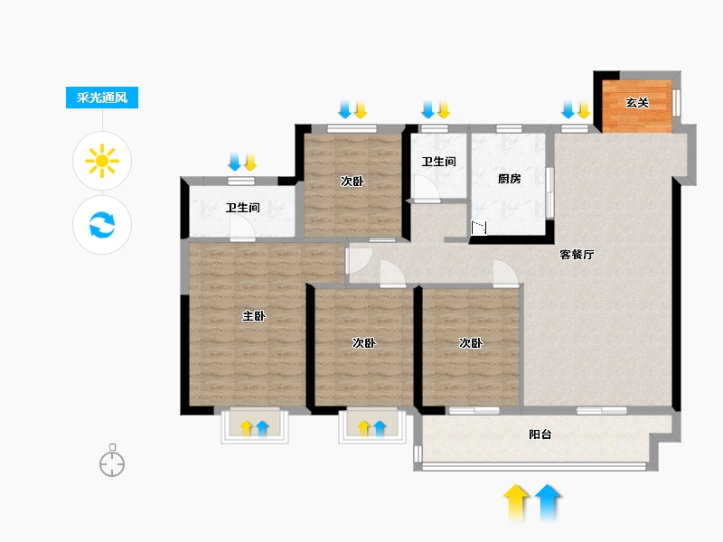 江苏省-常州市-弘阳上坤云�o-114.40-户型库-采光通风