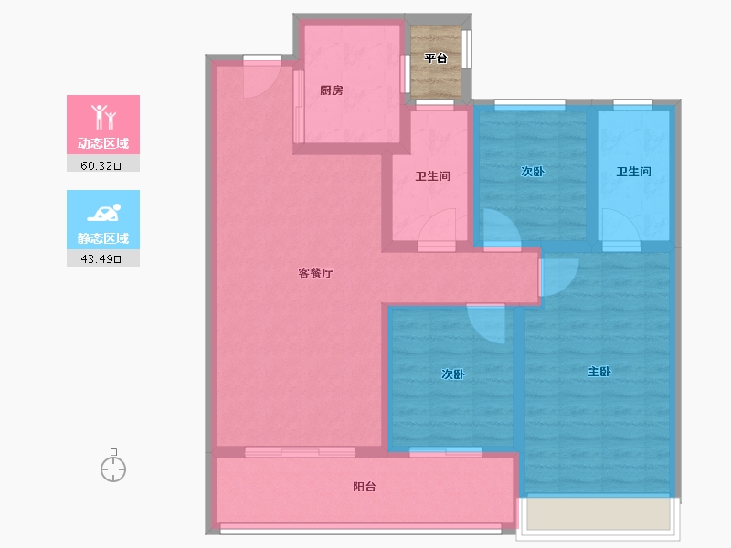 浙江省-温州市-温州万科古翠隐秀-94.40-户型库-动静分区