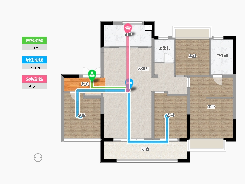 江苏省-常州市-美的世茂云筑-113.60-户型库-动静线