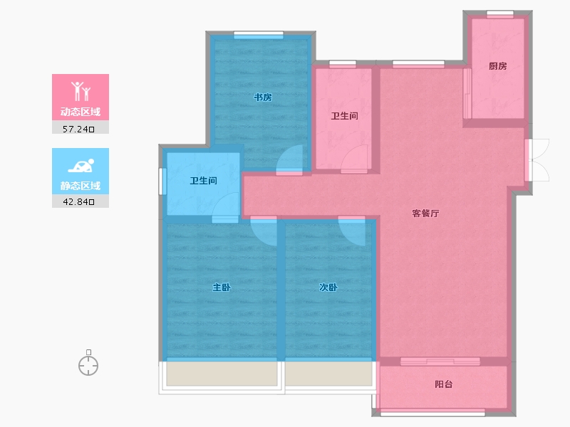 山东省-淄博市-东方星城·塾香园-88.92-户型库-动静分区