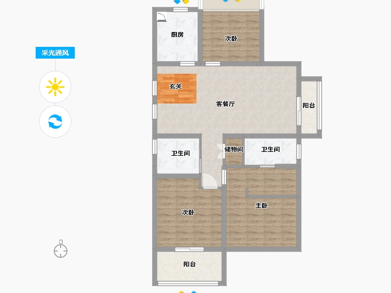 安徽省-蚌埠市-鹏欣天珑天�h-95.20-户型库-采光通风