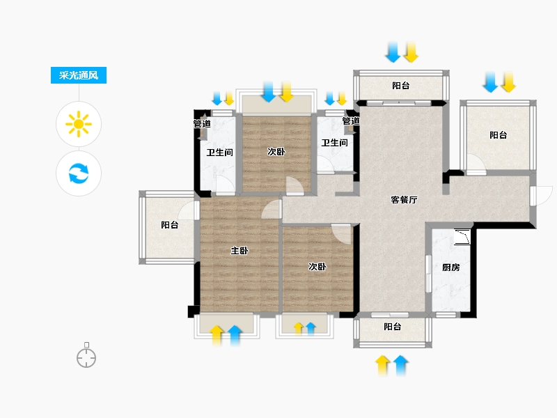 广西壮族自治区-南宁市-冠利幸福苑-101.10-户型库-采光通风