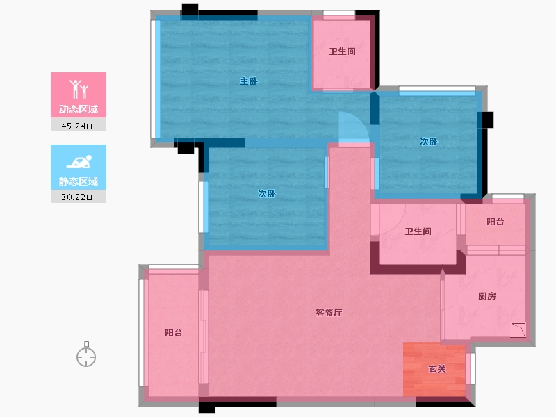 四川省-巴中市-平昌一品・凤凰城-66.02-户型库-动静分区