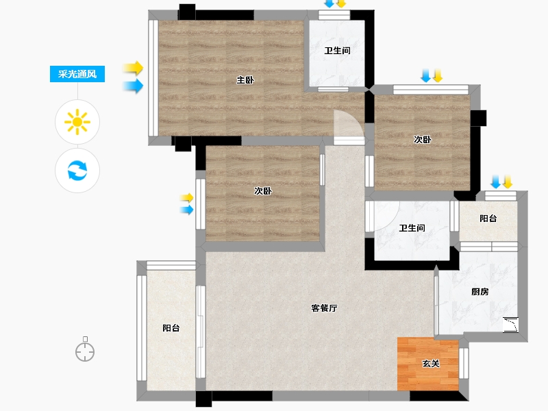 四川省-巴中市-平昌一品・凤凰城-66.02-户型库-采光通风