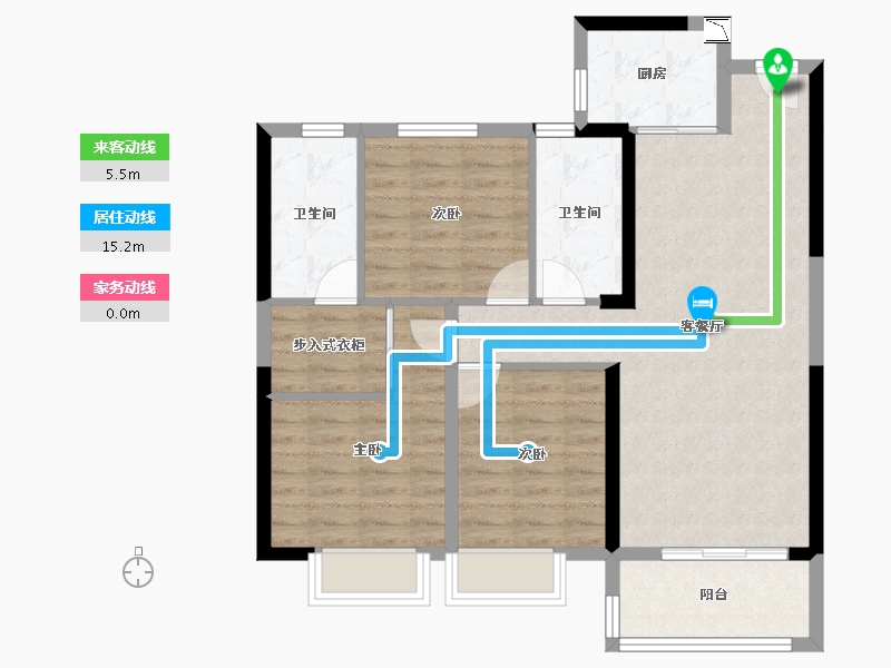 湖北省-武汉市-福星惠誉东湖城四期-85.09-户型库-动静线