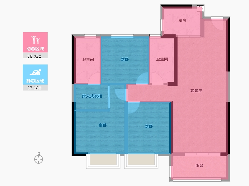 湖北省-武汉市-福星惠誉东湖城四期-85.09-户型库-动静分区