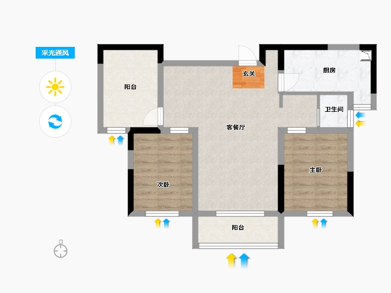 湖南省-长沙市-中冶・天润菁园-68.48-户型库-采光通风