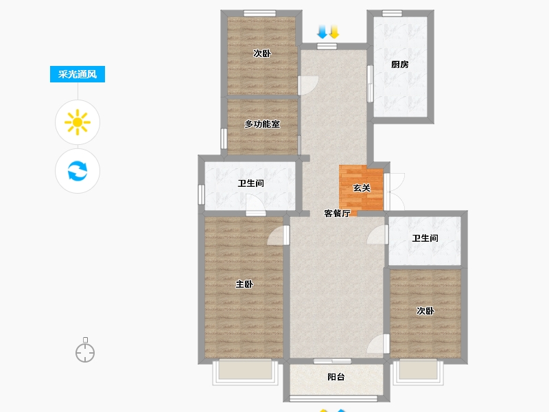 北京-北京市-西山锦绣府-111.69-户型库-采光通风