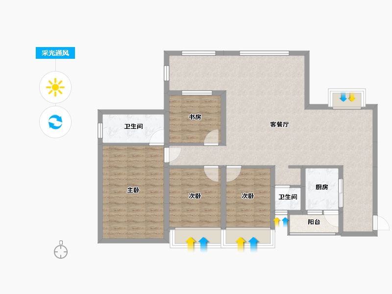 四川省-南充市-悦湖郡-104.00-户型库-采光通风