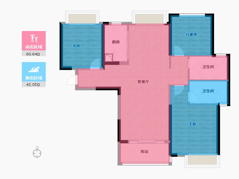 湖北省-武汉市-武地融创御央首府-92.80-户型库-动静分区