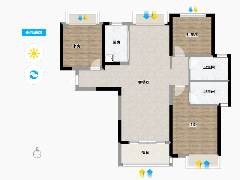 湖北省-武汉市-武地融创御央首府-92.80-户型库-采光通风