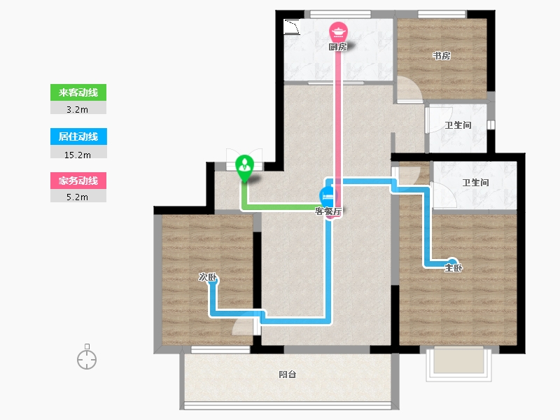 陕西省-西安市-紫薇・万科大都会-88.96-户型库-动静线