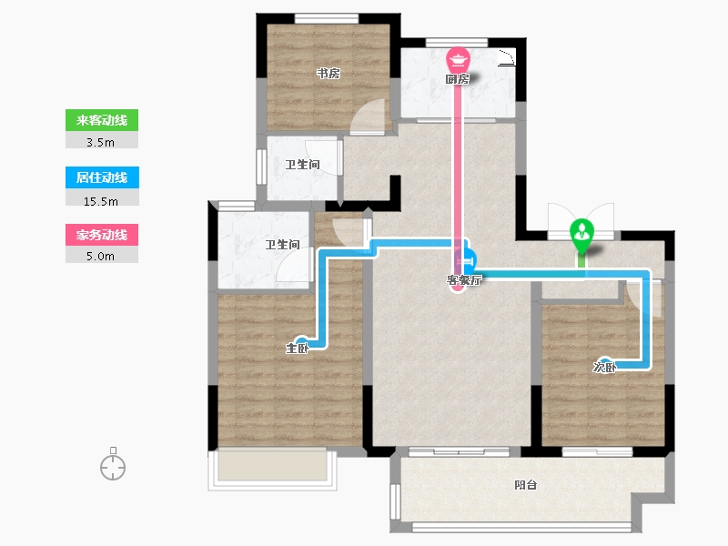 江苏省-盐城市-城东宝龙广场-95.00-户型库-动静线