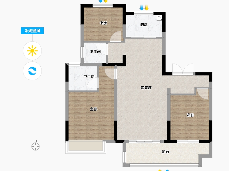 江苏省-盐城市-城东宝龙广场-95.00-户型库-采光通风