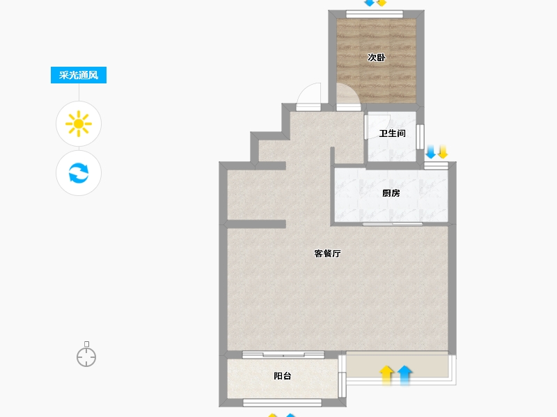 陕西省-西安市-金辉・崇文府-60.70-户型库-采光通风