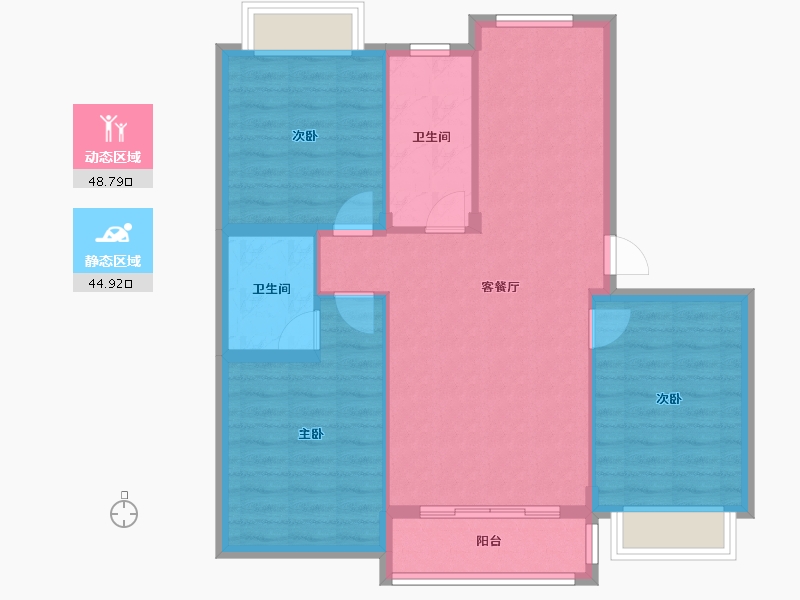 青海省-海南藏族自治州-香江・温泉人家-85.03-户型库-动静分区