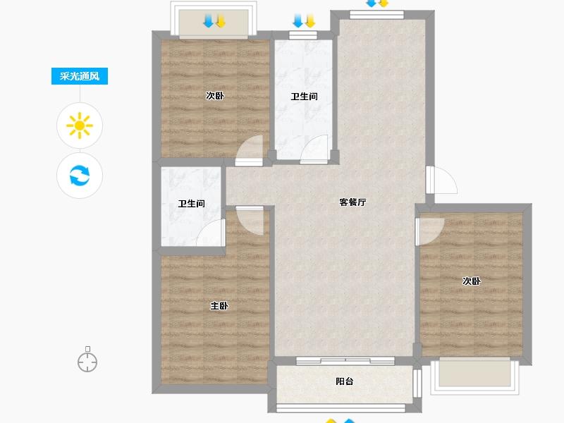 青海省-海南藏族自治州-香江・温泉人家-85.03-户型库-采光通风