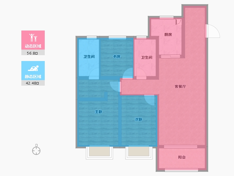 黑龙江省-哈尔滨市-华润置地・�f象府-87.70-户型库-动静分区