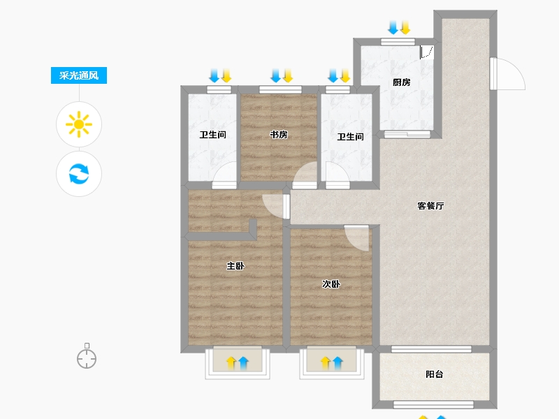 黑龙江省-哈尔滨市-华润置地・�f象府-87.70-户型库-采光通风