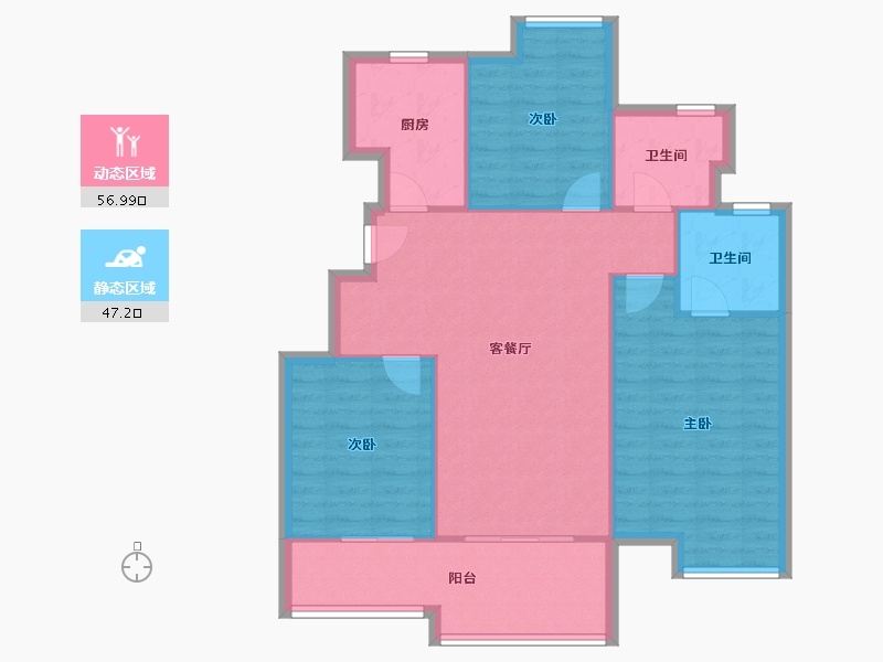 江苏省-南通市-白鹭湾-95.34-户型库-动静分区