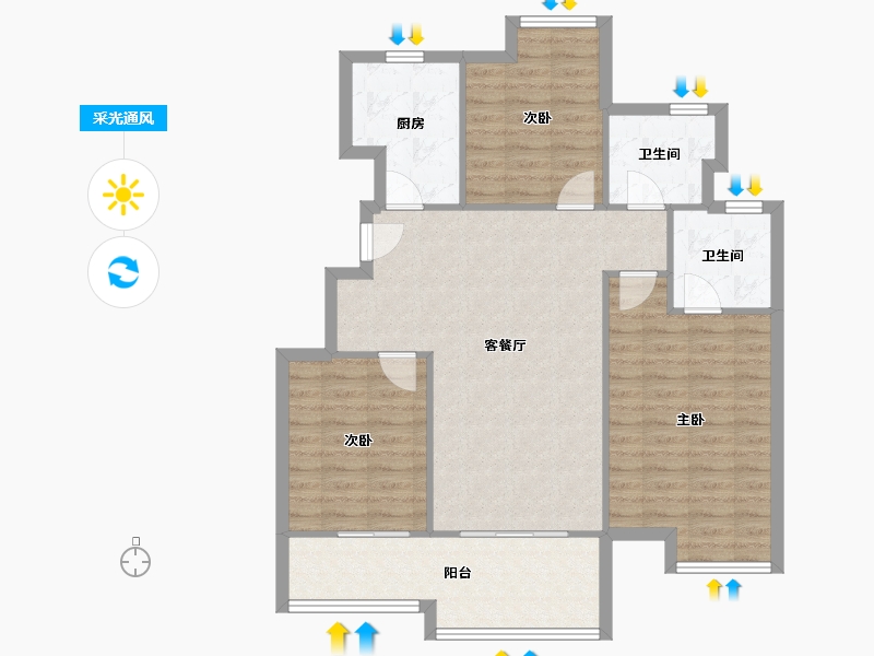 江苏省-南通市-白鹭湾-95.34-户型库-采光通风