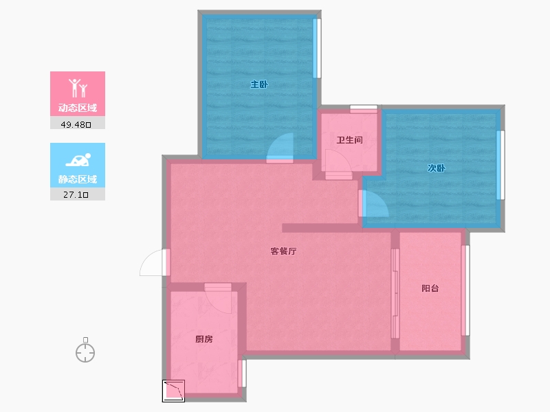 湖北省-襄阳市-九街十八巷-67.64-户型库-动静分区