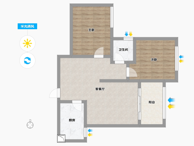 湖北省-襄阳市-九街十八巷-67.64-户型库-采光通风