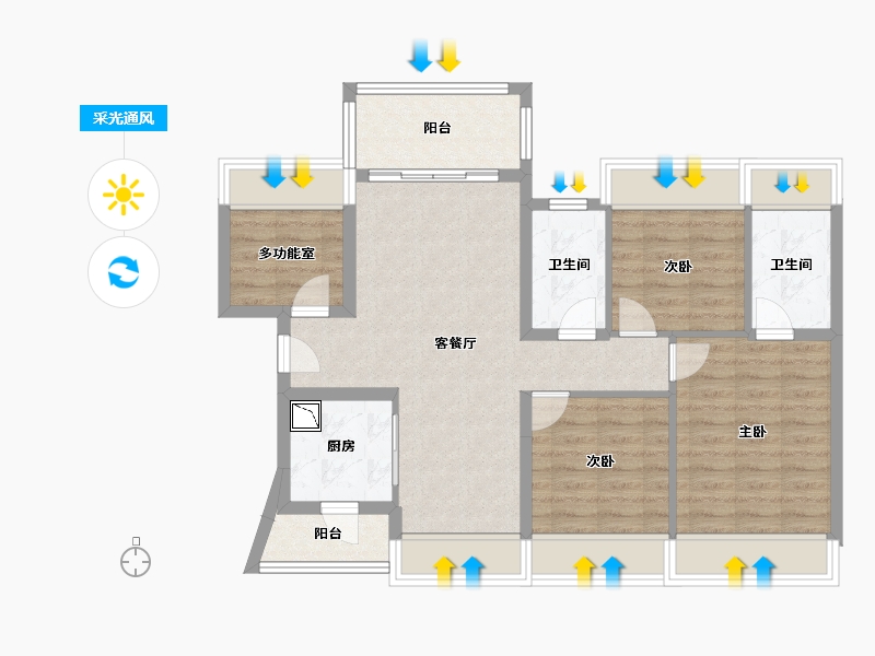 广东省-肇庆市-龙光玖龙湖-84.50-户型库-采光通风