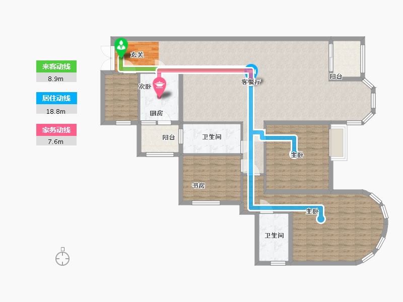 广东省-广州市-珠江帝景苑克莱国际公寓-138.20-户型库-动静线