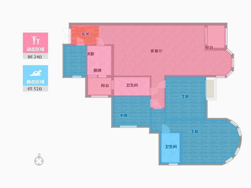 广东省-广州市-珠江帝景苑克莱国际公寓-138.20-户型库-动静分区