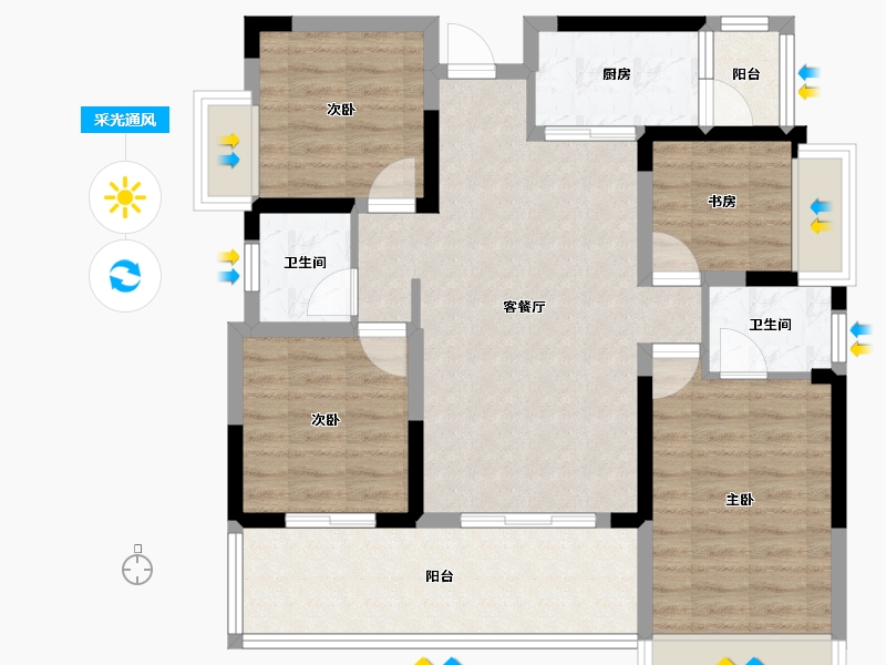 四川省-绵阳市-壹品江山-86.16-户型库-采光通风