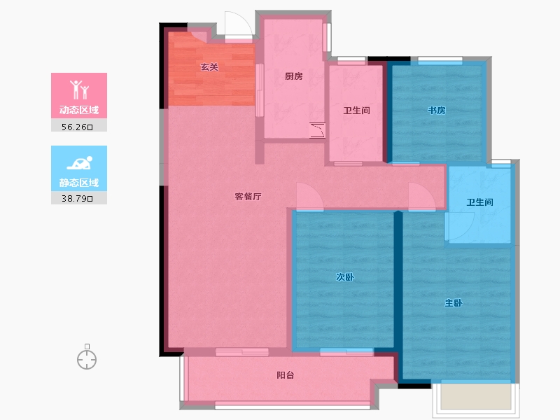 湖南省-长沙市-映客龙湖・�Z翠公馆-84.60-户型库-动静分区