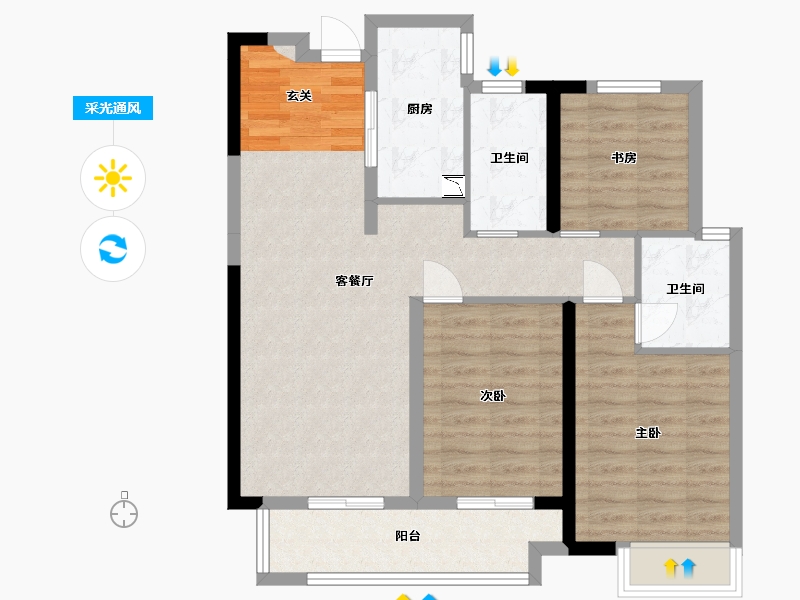 湖南省-长沙市-映客龙湖・�Z翠公馆-84.60-户型库-采光通风