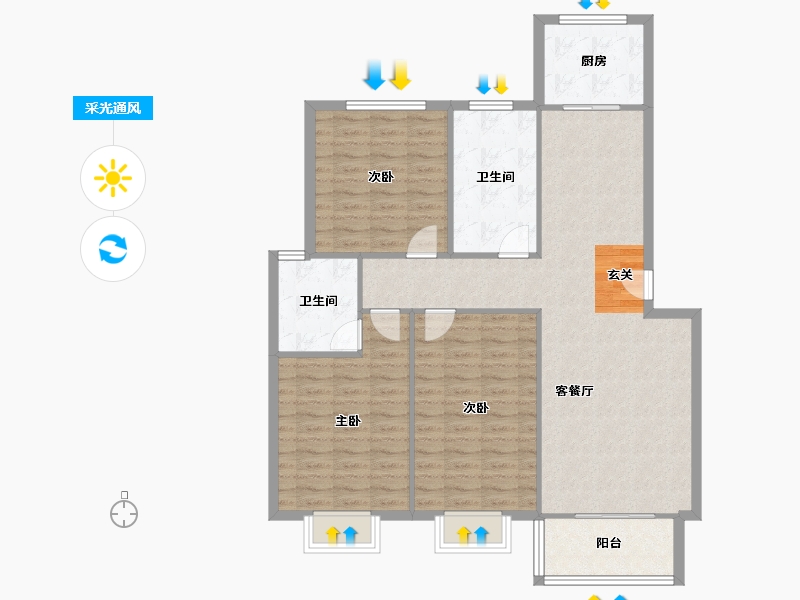 山西省-太原市-老年公寓-111.22-户型库-采光通风