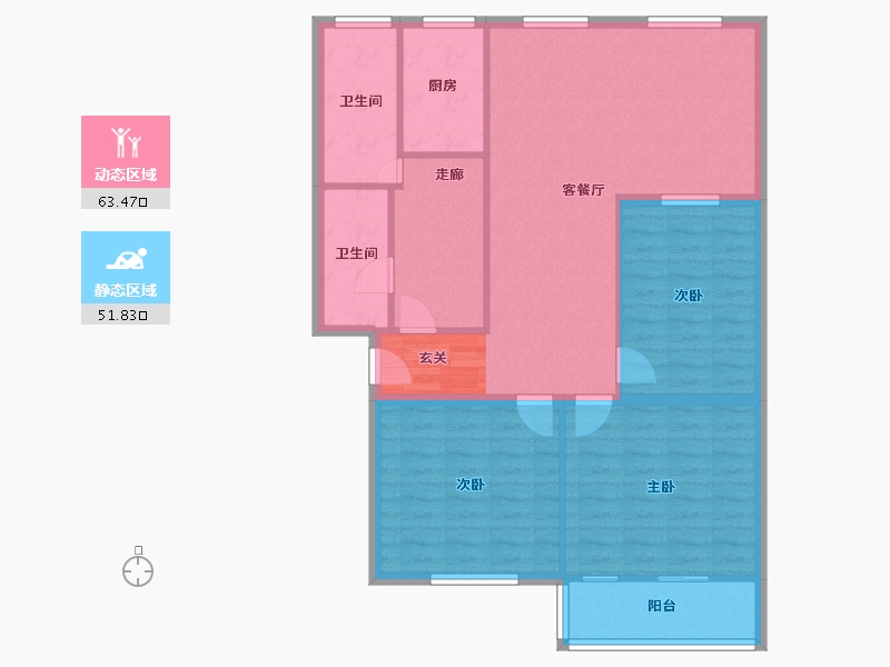 湖北省-武汉市-张家湾小区-104.57-户型库-动静分区