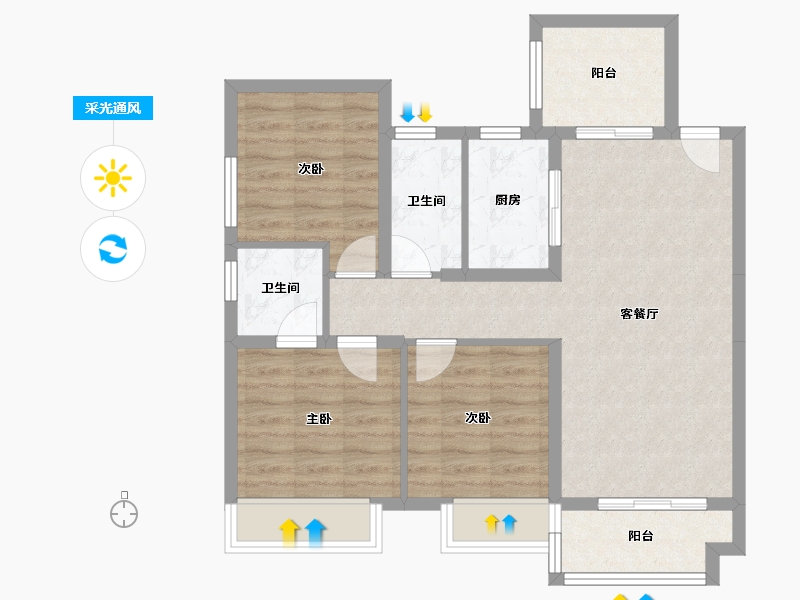 青海省-海南藏族自治州-保利中央海岸-77.16-户型库-采光通风