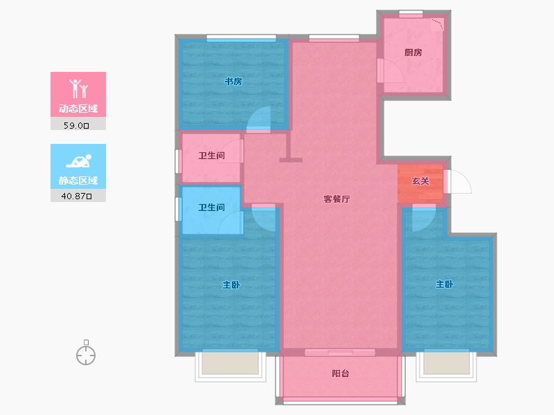 河北省-邢台市-聚瑞苑-88.70-户型库-动静分区