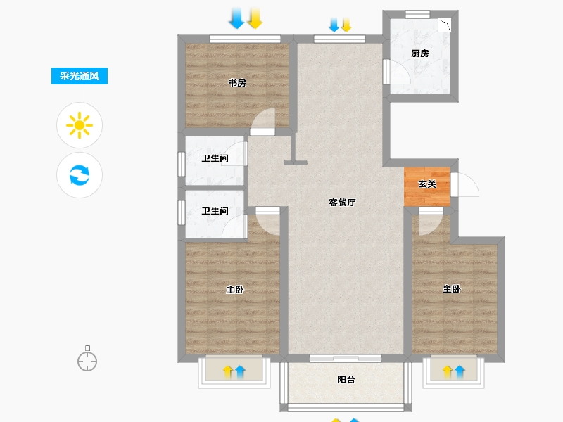 河北省-邢台市-聚瑞苑-88.70-户型库-采光通风