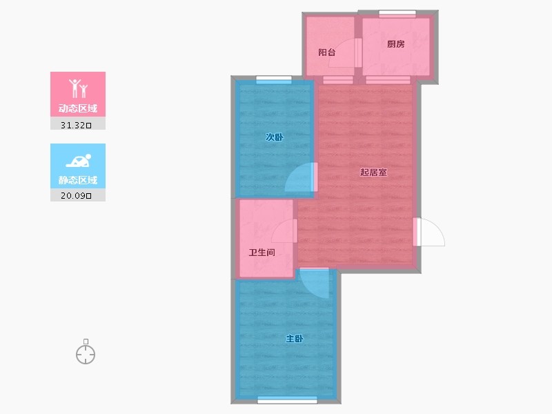 黑龙江省-哈尔滨市-公元天下-45.69-户型库-动静分区