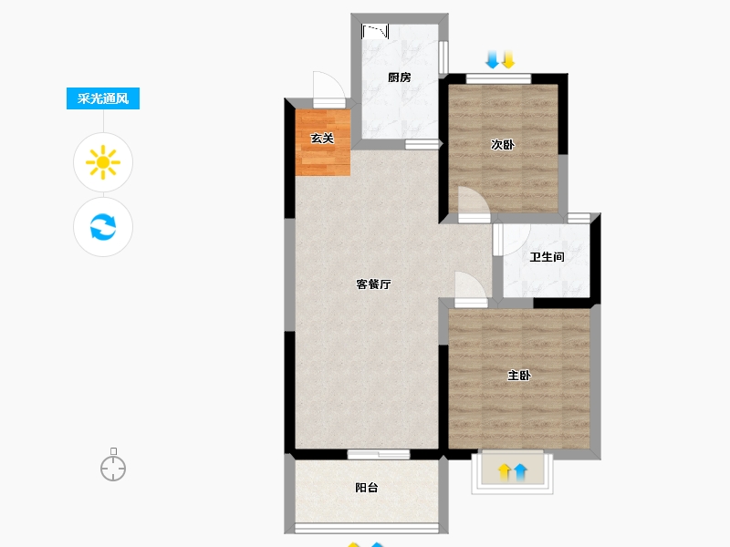 河南省-洛阳市-华耀城佳兆业水岸新都-65.09-户型库-采光通风