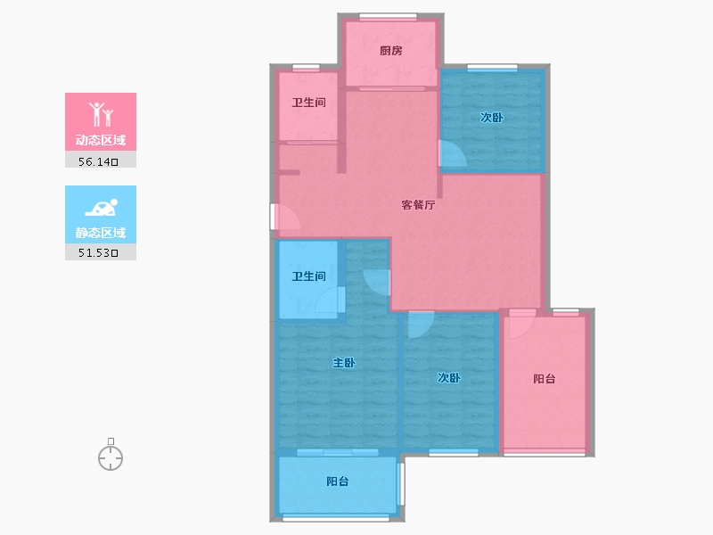 浙江省-宁波市-荣安花园-97.32-户型库-动静分区