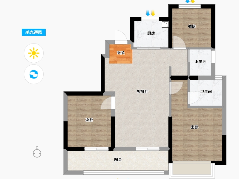 浙江省-嘉兴市-荣安阳光城晴雪园-71.35-户型库-采光通风