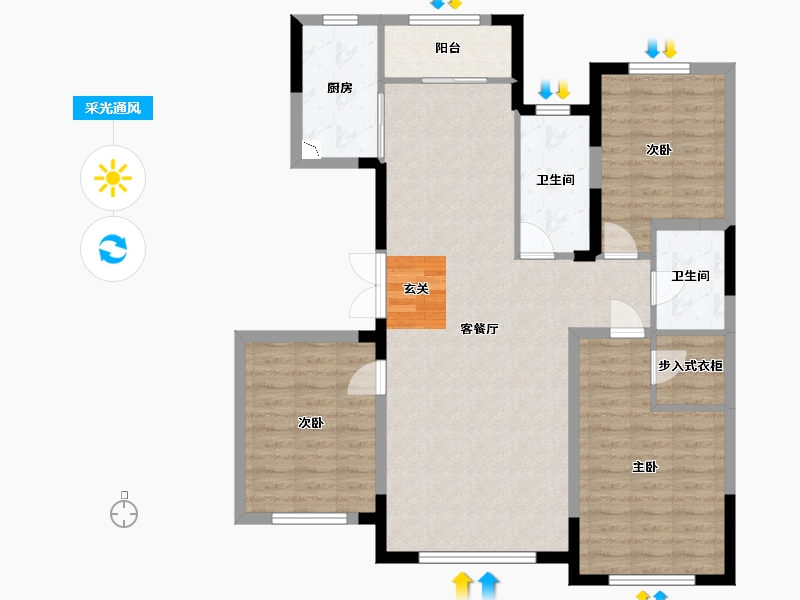 吉林省-长春市-南溪虹著-103.26-户型库-采光通风